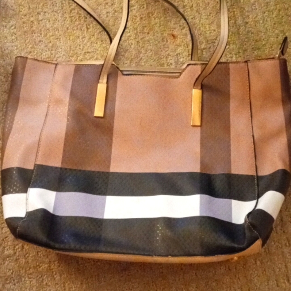 Purse plaid black & tan